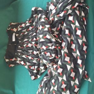 Calvin Klein Sleeveless Dress Geometric Design  black, red, teint, green Size 2